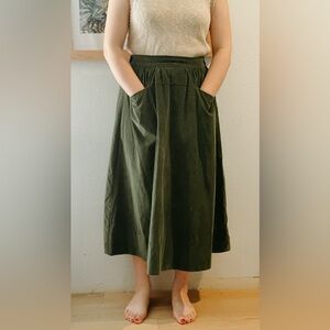 Toast green corduroy skirt